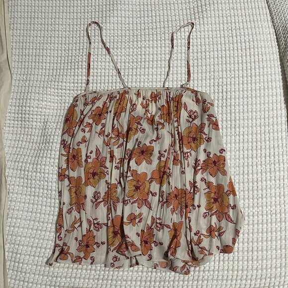 Free People Floral Satin Tank Top, Size Medium - Picture 3 of 5